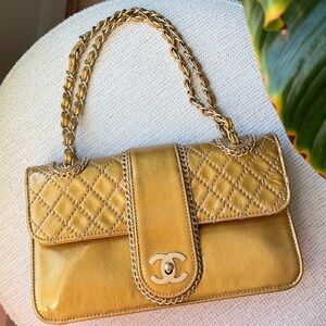 Chanel Yellow Quilted Leather Chain Bag
